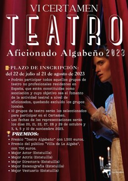 Cartel del VI Certamen del Teatro Aficionado en La Algaba (Sevilla).