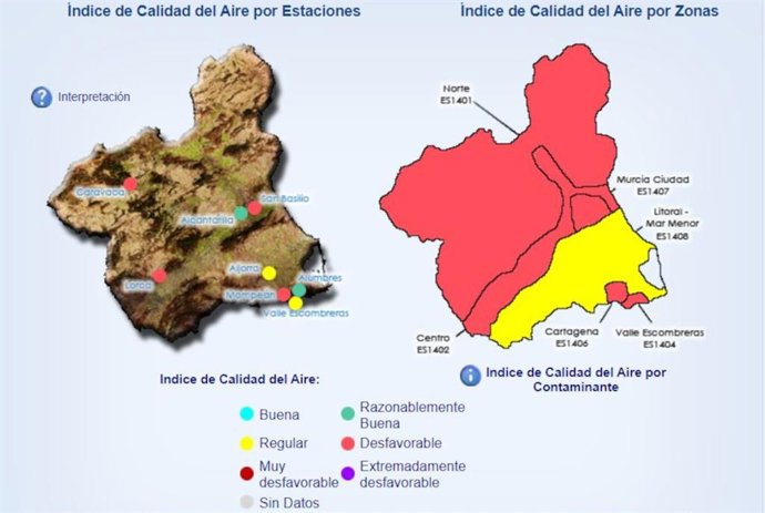 Índice de calidad del aire en la Región