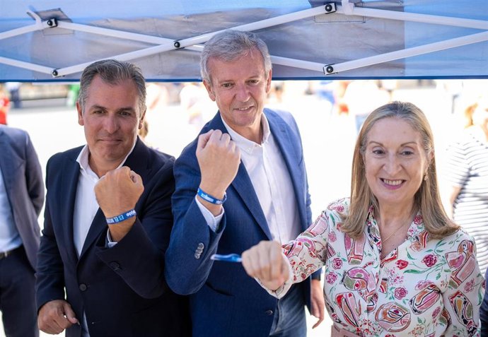 El presidente del PPdeG, Alfonso Rueda, en un acto de campaña en Pontevedra.