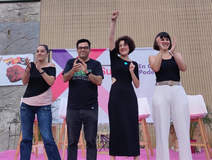 La cabeza de lista de Sumar-En Comú Podem al Congreso por Barcelona, Aina Vidal; la número 1 el Congreso por Girona, Júlia Boada; el número 2 al Congreso por Barcelona, Gerardo Pisarello, y la candidata al Senado Conchi Abellán