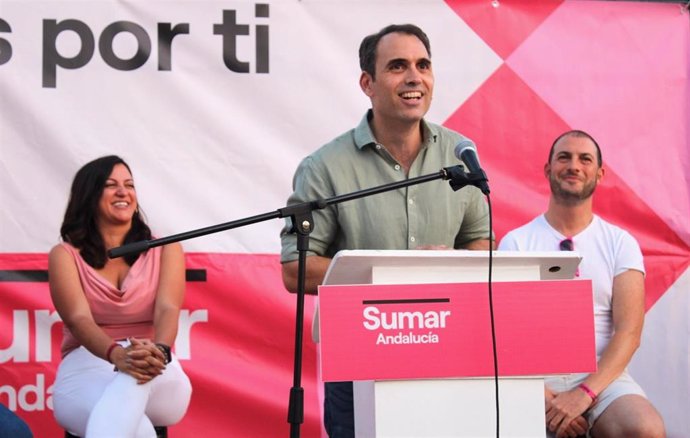 Toni Valero, en el acto del cierre de campaña de Sumar en Málaga