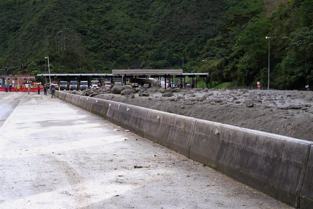 July 18, 2023, Bogota, Cundinamarca, Colombia: El Naranjal toll seen after a landslide caused by heavy rains left at least 14 people dead and about 12 missing in Quetame, Cundinamarca, Colombia.