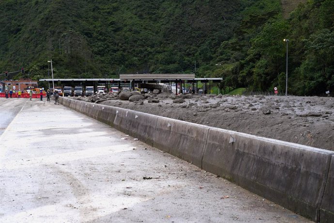 July 18, 2023, Bogota, Cundinamarca, Colombia: El Naranjal toll seen after a landslide caused by heavy rains left at least 14 people dead and about 12 missing in Quetame, Cundinamarca, Colombia.