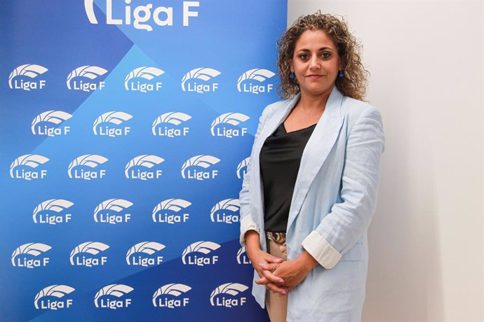 Beatriz Alvarez, President of the Women's Soccer League (Liga F) poses for photo during an interview for Europa Press at Headquarters of the Liga F on July 19, 2023, in Madrid, Spain.