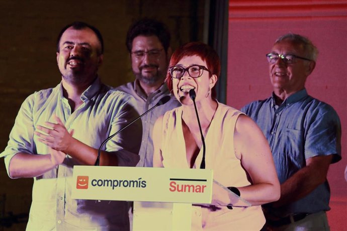 La cabeza de lista de Compromís-Sumar al Congreso por Valencia, gueda Micó, ha celebrado los resultados conseguidos este 23J y ha prometido ser "la voz de todos los valencianos y valencianas" y ser "decisivos" para "frenar a la extrema derecha".