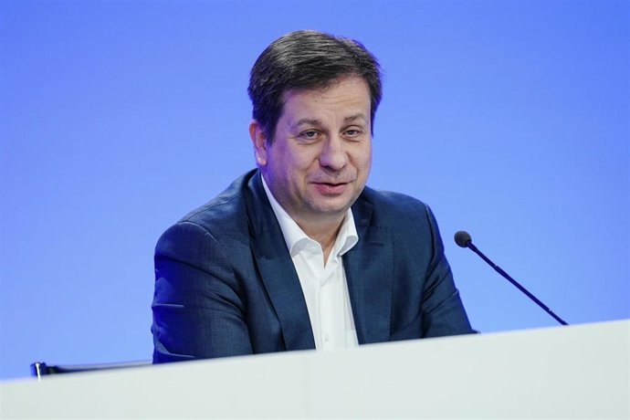 Archivo - 26 January 2023, Baden-Wuerttemberg, Walldorf: CFO of the software group SAP Luka Mucic speaks during the annual press conference of the software group SAP at the company's headquarters. Photo: Uwe Anspach/dpa