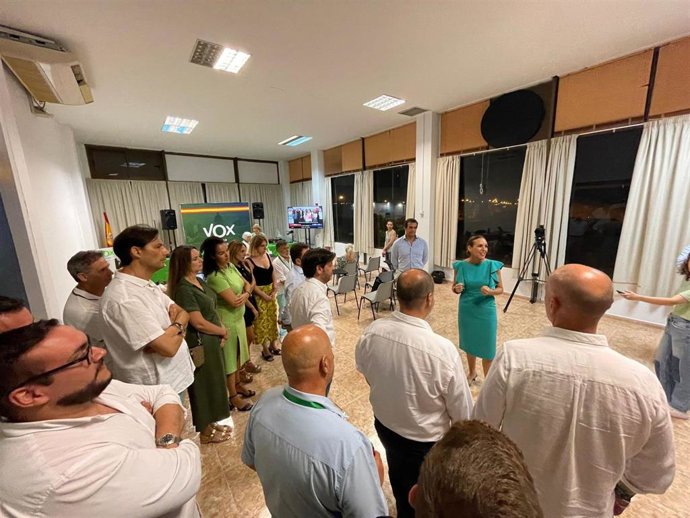 La candidata número uno de Vox por Málaga al Congreso, Patricia Rueda, en la noche electoral del 23J.