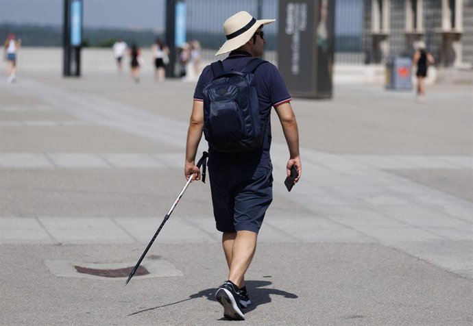 Un turista frente al Palacio Real de Madrid