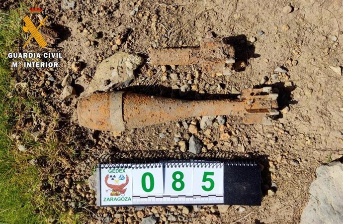 Granada de mortero procedente de la Guerra Civil.