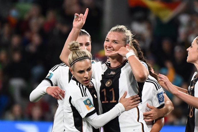 La jugadora alemana Alexandra Popp celebrando un gol ante Marruecos en la Copa del Mundo Fremenina de Fútbol.