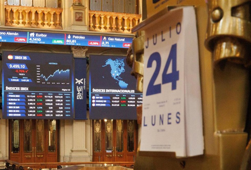 Calendario a día 24 de julio, en el Palacio de la Bolsa, en Madrid (España).