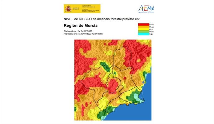 Riesgo incendio en la Región de Murcia