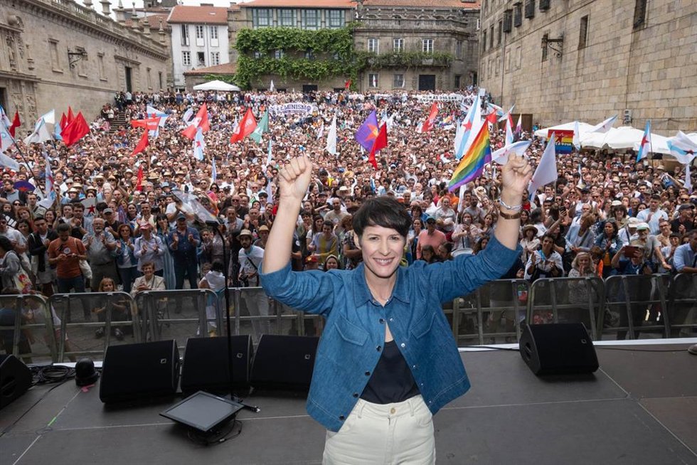 La portavoz nacional del Bloque Nacionalista Galego, Ana Pontón, participa en una marcha convocada por su partido que parte de la Alameda, a 25 de julio de 2023, en Santiago de Compostela, A Coruña, Galicia (España). Como cada 25 de julio, con la celebr
