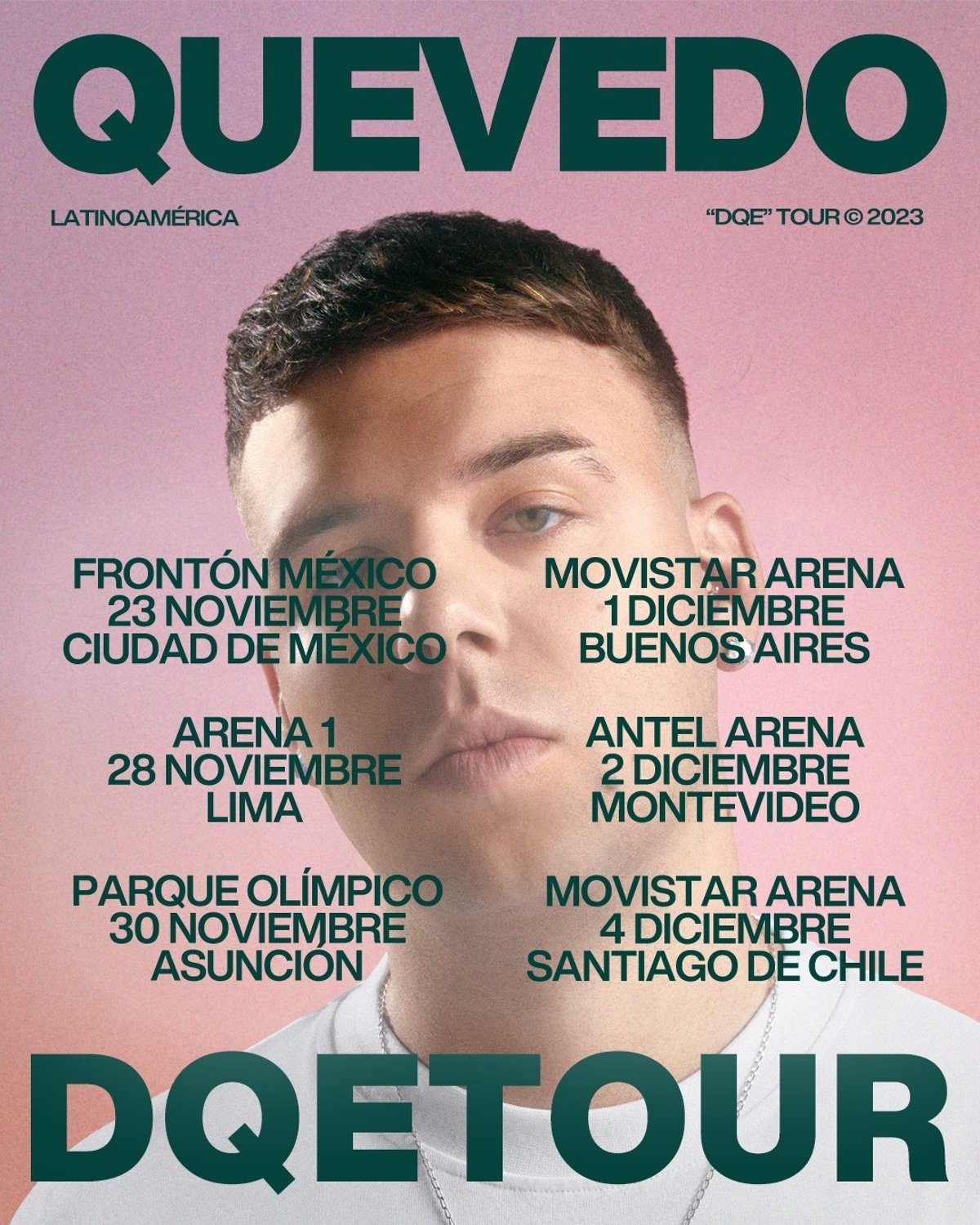 Quevedo anuncia seis conciertos en México, Argentina, Perú, Uruguay