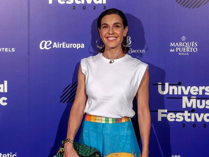 La actriz Raquel Sánchez Silva posa durante el photocall previo al concierto de Rufus Wainwright dentro del Universal Music Festival, a 25 de julio de 2023, en Madrid (España).