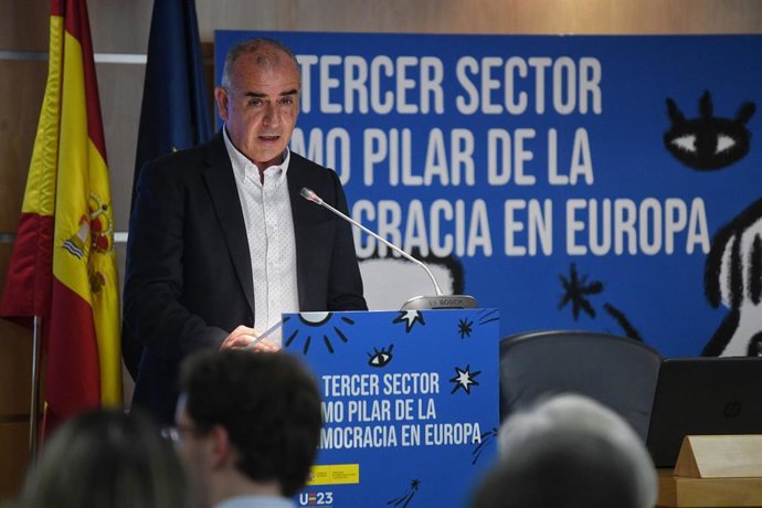El presidente de la Plataforma del Tercer Sector (PTS), Luciano Poyato, en el evento  'El Tercer Sector como pilar de la democracia en Europa'.