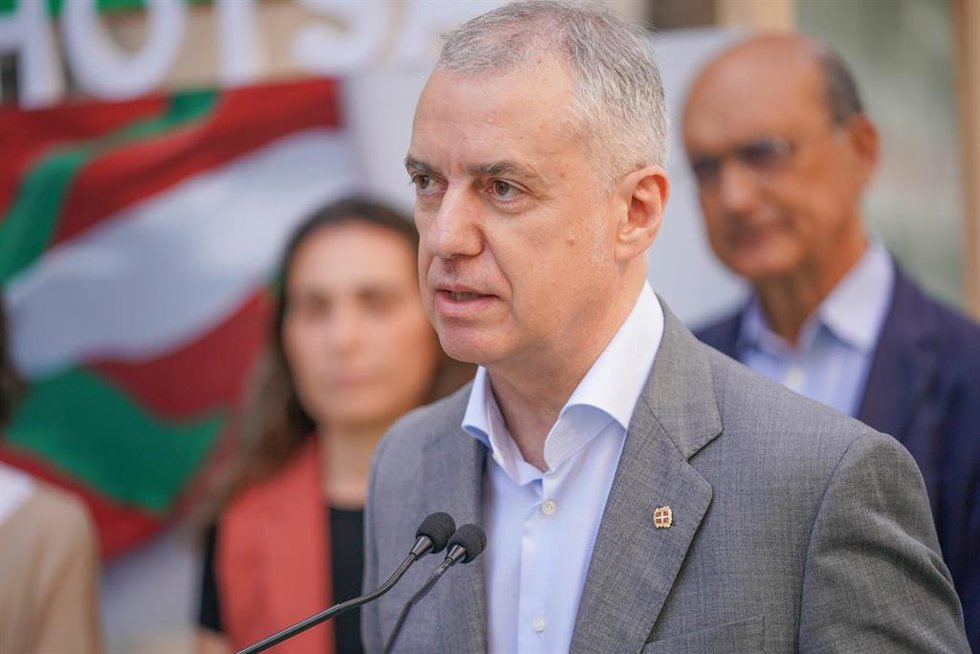 El Lehendakari, Iñigo Urkullu, interviene durante un acto electoral del PNV, a 17 de julio de 2023, en Vitoria-Gasteiz, Álava, País Vasco (España).