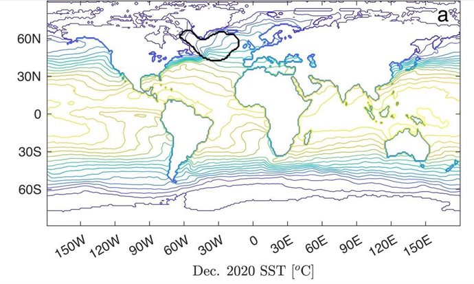 La huella dactilar de la circulación de vuelco meridional del Atlántico (AMOC).
