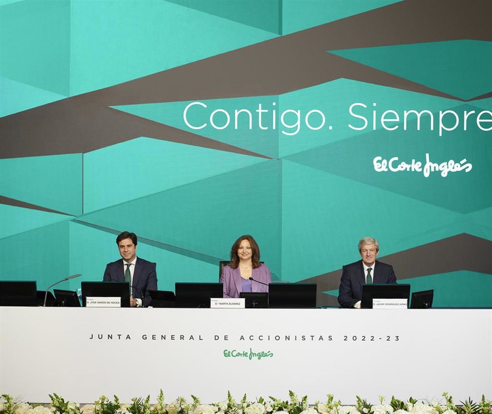 La presidenta de El Corte Inglés, Marta Álvarez, durante la junta de accionistas de la compañía.