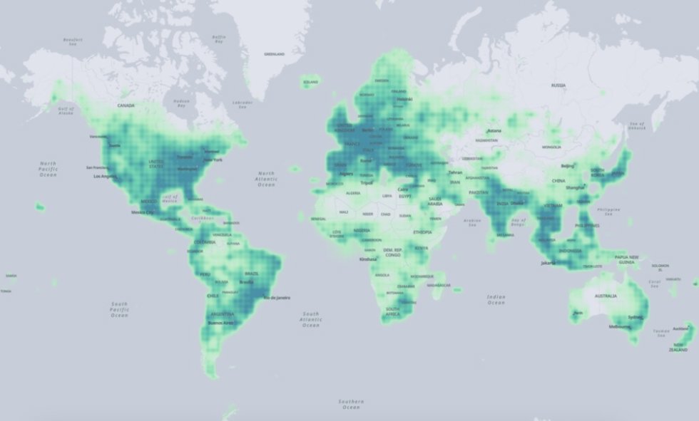 Mapa de datos de lugares de Overture