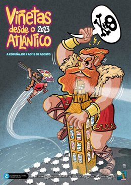Cartel de Viñetas desde o Atlántico 2023, realizado por Manel Cráneo
