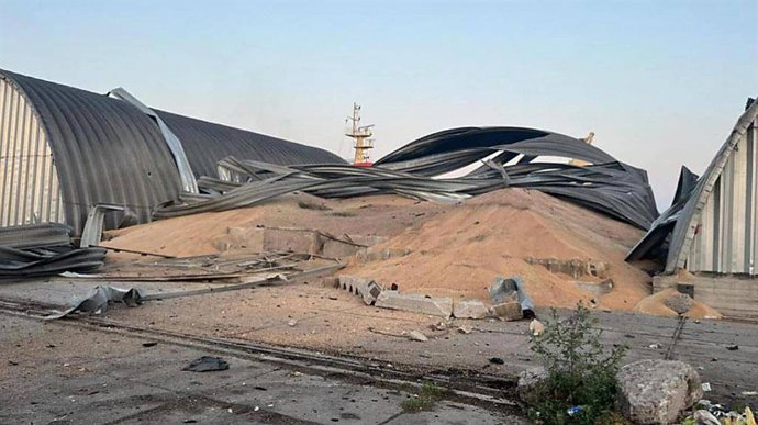 July 24, 2023, Odesa Region, Ukraine: A grain warehouse destroyed by a Russian drone strike is seen in a sea port, amid Russia's attack on Ukraine, in Odesa Region. Russian drones destroyed grain warehouses and other facilities at Ukraine ports.