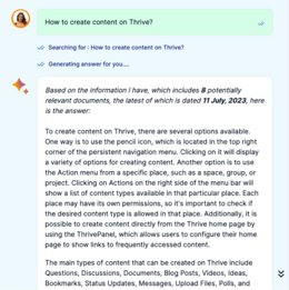 Jive CoPilot in action, answering a question about Thrive.