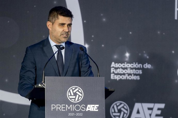 Archivo - El presidente de la Asociación de Futbolistas Españoles, David Aganzo, en la I edición de los Premios AFE, en el Real Casino de Madrid.