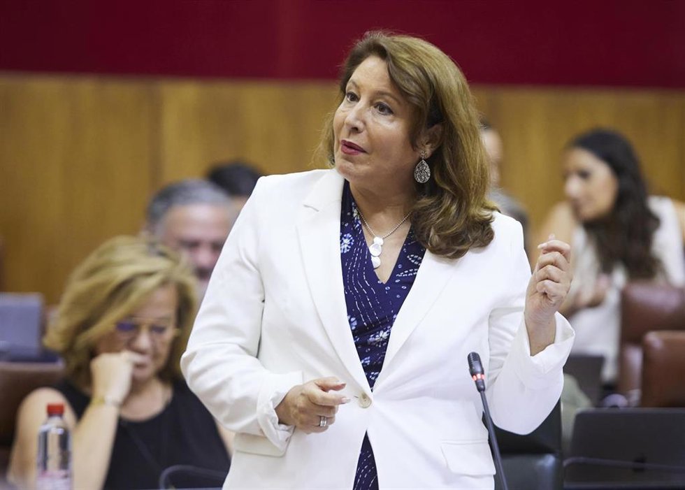 La consejera de Agricultura, Pesca, Agua y Desarrollo Rural, Carmen Crespo, en el Parlamento de Andalucía.