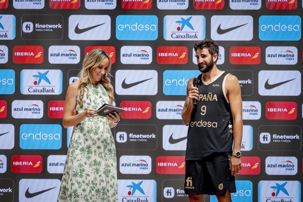EL base Ricky Rubio, en la presentación oficial de la selección española para el Mundial 2023.