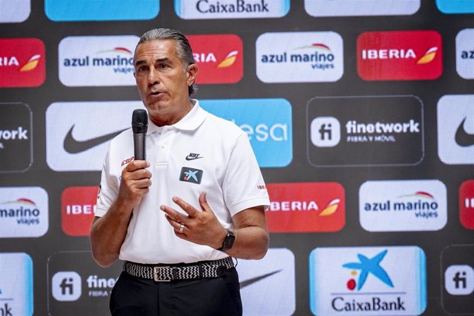 Sergio Scariolo durante la presentación de la selección española de baloncesto para el Mundial 2023.