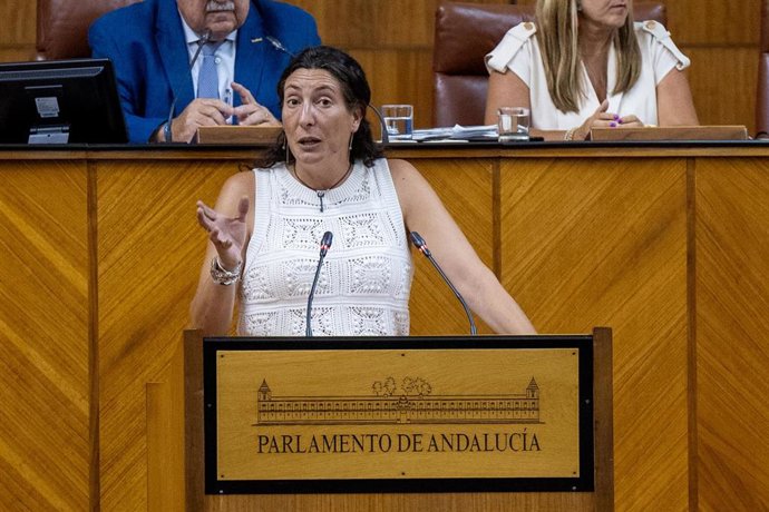 La consejera de Integración Social, Juventud, Familias e Igualdad, Loles López, en el Parlamento andaluz. Imagen de archivo.
