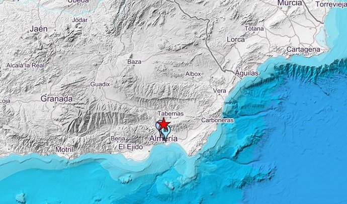 Registrado un terremoto de magnitud 2,7 con epicentro en Gádor (Almería)