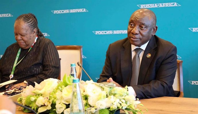 El presidente de Sudáfrica, Cyril Ramaphosa, en la cumbre Rusia-Africa de San Petersburgo 