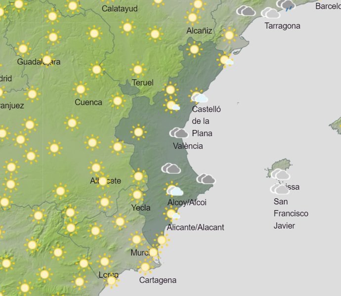 Predicción meteorológica del domingo 30 de julio