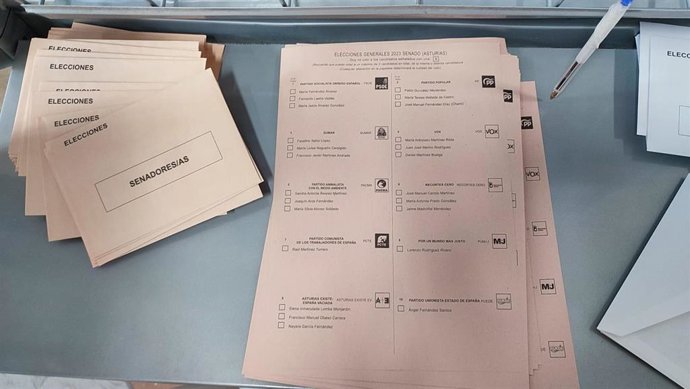 Elecciones generales 23 de julio. Colegio electoral en Oviedo. Urnas