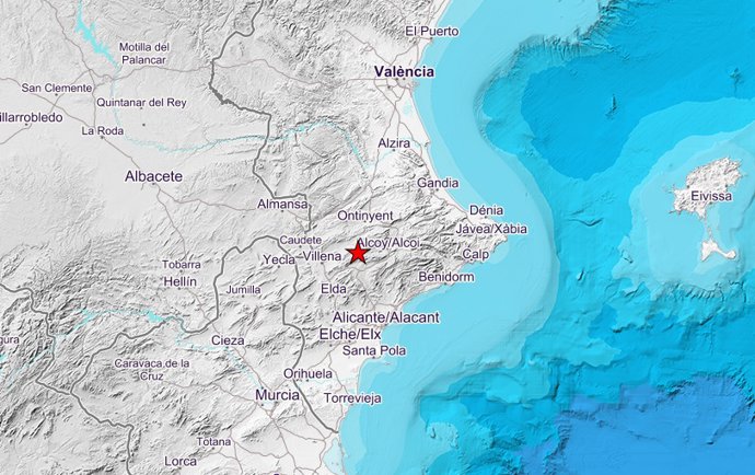 Registrado un seísmo de magnitud 3,9 en Banyeres de Mariola (Alicante)