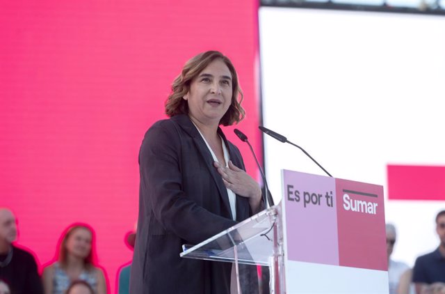L'exalcalde de Barcelona i líder de BComú, Ada Colau, en l'acte de tancament de campanya de Sumar