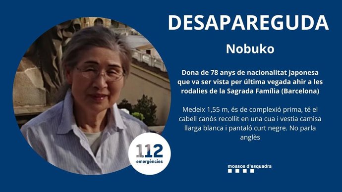 Els Mossos d'Esquadra demanen collaboració per trobar una dona desapareguda
