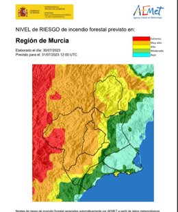 Riesgo incendio forestal en la Región de Murcia