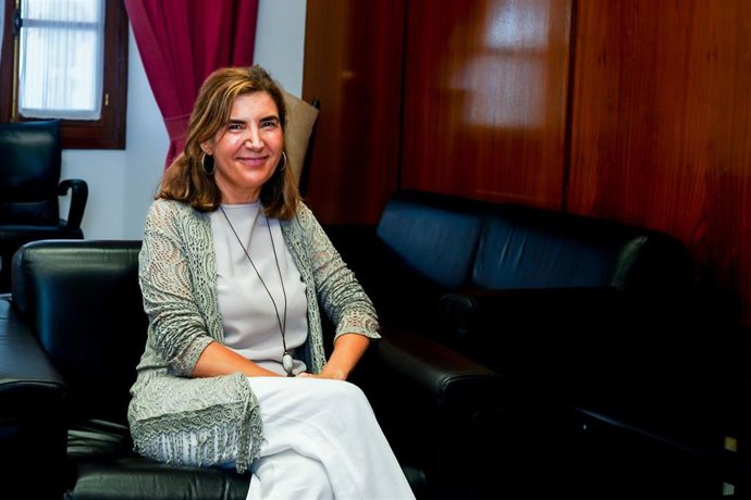 La consejera de Empleo, Formación y Trabajo Autónomo de la Junta de Andalucía, Rocío Blanco, durante la entrevista concedida a Europa Press, a 31 de julio de 2023, en Sevilla (Andalucía, España).