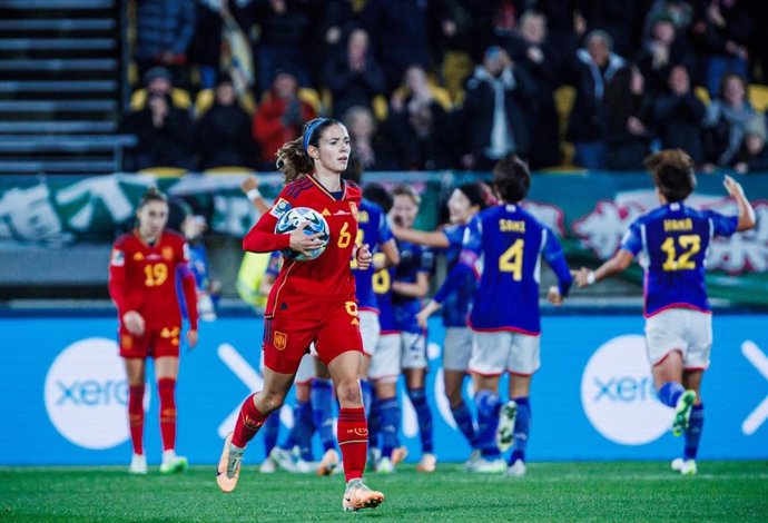 La jugadora de la selección española Aitana Bonmatí en el partido entre España y Japón en el Mundial de Australia y Nueva Zelanda 2023