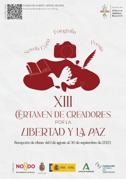 Cartel del XIII Certamen de Creadores por la Libertad y la Paz de La Fundación Alberto Jiménez-Becerril (Sevilla).
