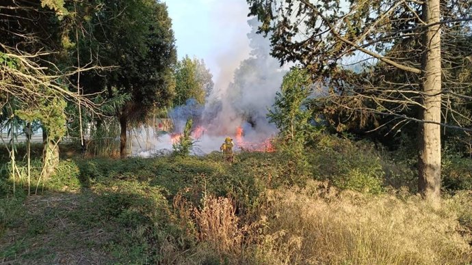 Uno de los incendios que presuntamente provocó el detenido en Castell-Platja d'Aro (Girona).