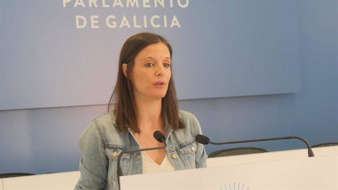 La viceportavoz parlamentaria del BNG, Olalla Rodil, en rueda de prensa