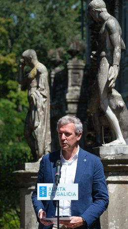 El presidente de la Xunta, Alfonso Rueda, en una intervención en un acto público.