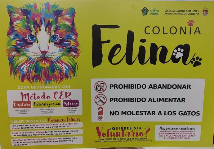 Cartel campaña informativa de las Colonias Felinas en Guillena  (Sevilla).