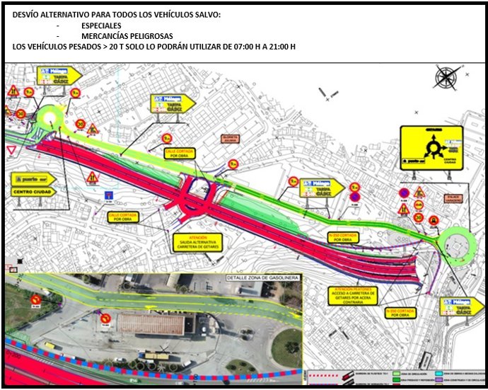 Cortes y desvío de tráfico por obras en el acceso Sur al Puerto de Algeciras.