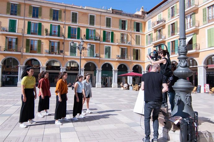 Archivo - Rodaje en la Plaza Mayor de Palma.