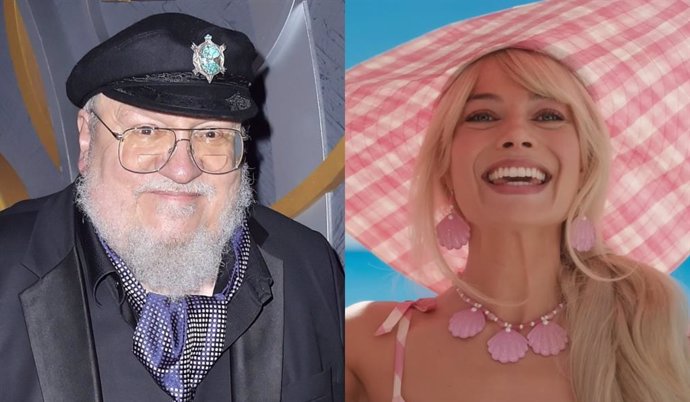 El genial look de George R.R. Martin de rosa para ver Barbie: "Mi mujer dice que es mi color"